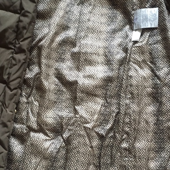 COLE HAAN WINTER DOWN FEATHER LONG ARMY GREEN GOLD QUILTED Coat UBER COZY VTG - Picture 4 of 7